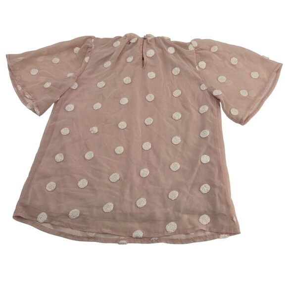 Yuni Yuni Los Angeles Womens beige Polka Dot Sheer Top M - Picture 5 of 6